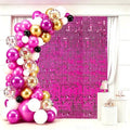 24 Pcs Hot Pink Shimmer Wall Backdrop,4x6 FT for Party in 4x6 FT