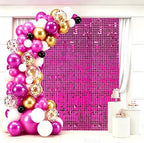 24 Pcs Hot Pink Shimmer Wall Backdrop,4x6 FT for Party in 4x6 FT