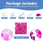 24 Pcs Hot Pink Shimmer Wall Backdrop,4x6 FT for Party in 4x6 FT, alternate view 3