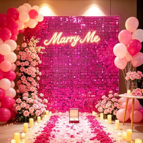 24 Pcs Hot Pink Shimmer Wall Backdrop,4x6 FT for Party in 4x6 FT, alternate view 6
