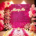 24 Pcs Hot Pink Shimmer Wall Backdrop,4x6 FT for Party in 4x6 FT, alternate view 6