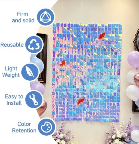 24 Pcs Iridescent Blue Shimmer Wall Backdrop,4x6 FT for Party in 4x6 FT, alternate view 2