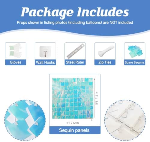 24 Pcs Iridescent Blue Shimmer Wall Backdrop,4x6 FT for Party in 4x6 FT, alternate view 3