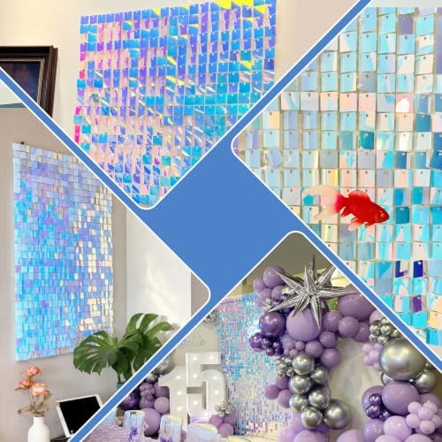 24 Pcs Iridescent Blue Shimmer Wall Backdrop,4x6 FT for Party in 4x6 FT, alternate view 5