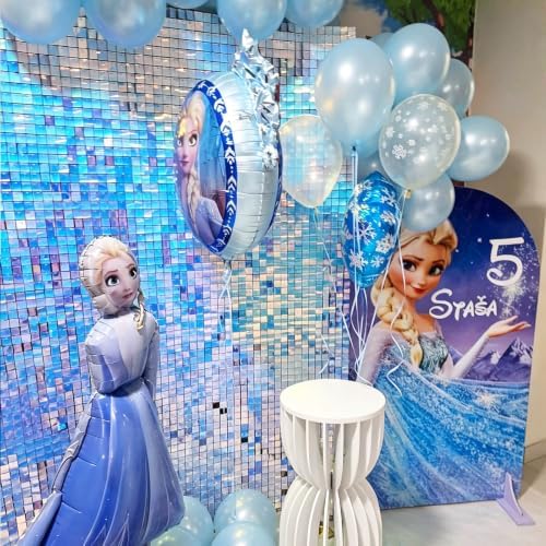 24 Pcs Iridescent Blue Shimmer Wall Backdrop,4x6 FT for Party in 4x6 FT, alternate view 6
