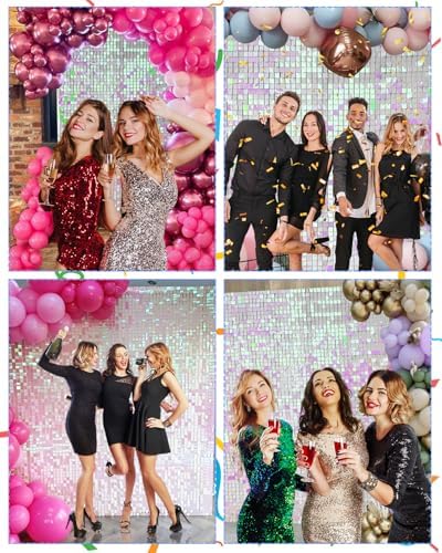 24 Pcs Iridescent Pink Shimmer Wall Backdrop Panels, 4 x 6 FT for Party in 4 x 6 FT in Iridescent Pink, alternate view 2