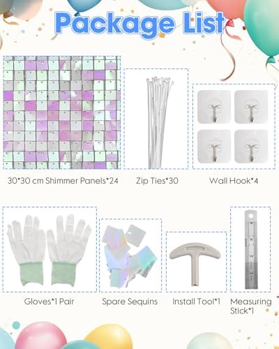 24 Pcs Iridescent Pink Shimmer Wall Backdrop Panels, 4 x 6 FT for Party in 4 x 6 FT in Iridescent Pink, alternate view 7