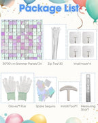 24 Pcs Iridescent Pink Shimmer Wall Backdrop Panels, 4 x 6 FT for Party in 4 x 6 FT in Iridescent Pink, alternate view 7