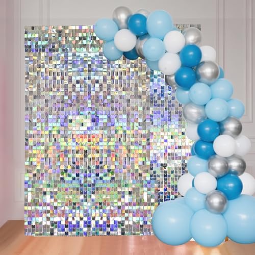 24 Pcs Iridescent Silver Shimmer Wall Backdrop Panels for Party