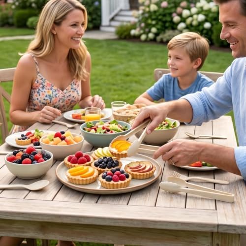 24 Pcs Ivory Plastic Serving Utensils Set, Serving Spoons For Buffet in Beige, alternate view 5