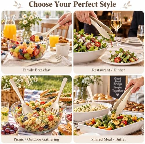 24 Pcs Ivory Plastic Serving Utensils Set, Serving Spoons For Buffet in Beige, alternate view 7