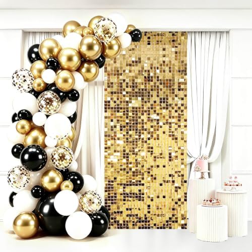 24 Pcs Light Gold Shimmer Wall Backdrop,4x6 FT for Party in 4x6 FT