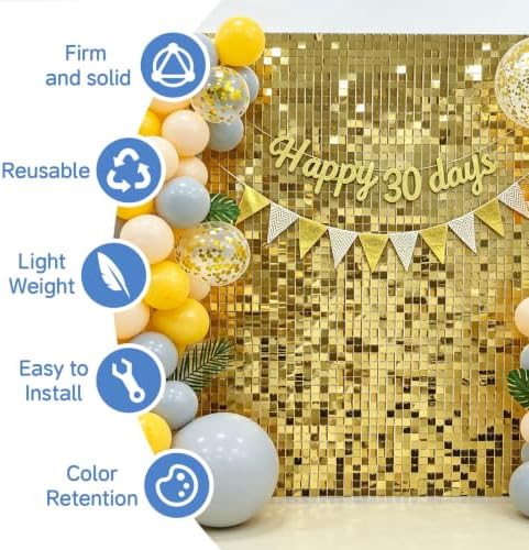 24 Pcs Light Gold Shimmer Wall Backdrop,4x6 FT for Party in 4x6 FT, alternate view 2