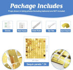 24 Pcs Light Gold Shimmer Wall Backdrop,4x6 FT for Party in 4x6 FT, alternate view 3