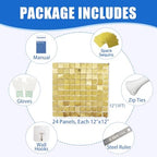 24 Pcs Light Gold Shimmer Wall Backdrop Panels for Party Decor, alternate view 2