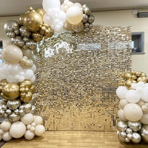 24 Pcs Light Gold Shimmer Wall Backdrop Panels for Party Decor, alternate view 4