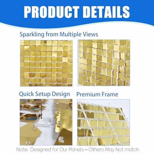 24 Pcs Light Gold Shimmer Wall Backdrop Panels for Party Decor, alternate view 5