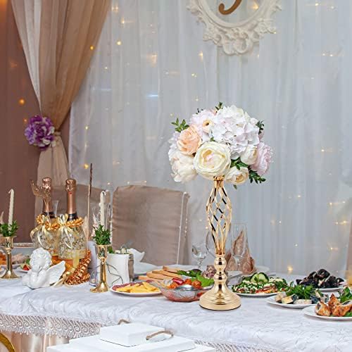 24 Pcs Metal Flower Holders for Centerpieces Wedding Gold 3 Sizes in Gold, alternate view 2