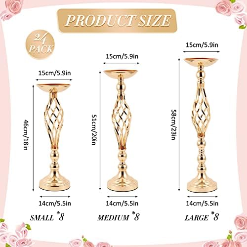 24 Pcs Metal Flower Holders for Centerpieces Wedding Gold 3 Sizes in Gold, alternate view 3