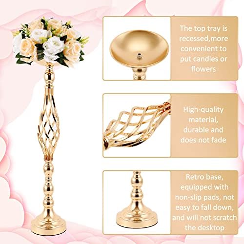 24 Pcs Metal Flower Holders for Centerpieces Wedding Gold 3 Sizes in Gold, alternate view 4