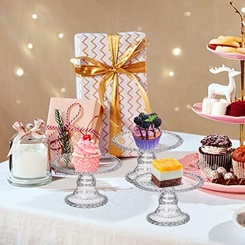 24 Pcs Mini Cake Plate Stand, Plastic Single Cupcake Holder Serving Plate, Clear Small Dessert Display Stand, alternate view
