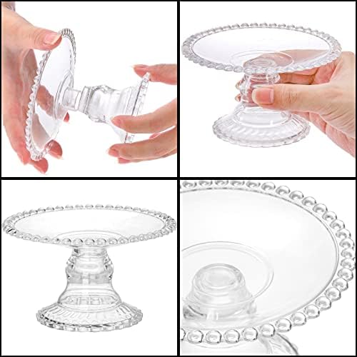24 Pcs Mini Cake Plate Stand, Plastic Single Cupcake Holder Serving Plate, Clear Small Dessert Display Stand, alternate view