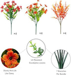 24 Pcs Outdoor Fall Decor, Fall Flowers Artificial for Decoration, Artificial Mums for Outdoors, Fake Faux Mums, alternate