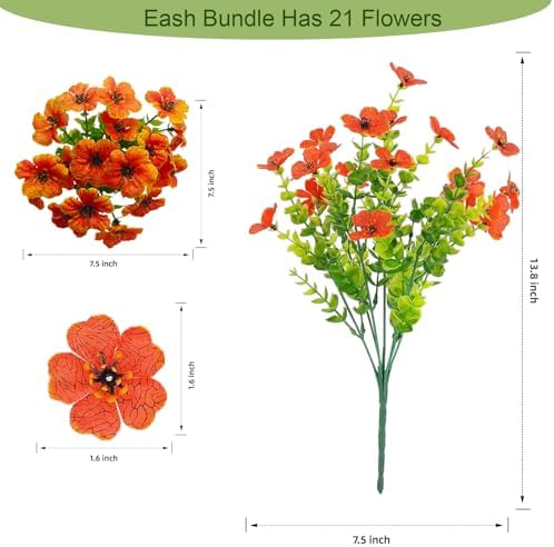 24 Pcs Outdoor Fall Decor, Fall Flowers Artificial for Decoration, Artificial Mums for Outdoors, Fake Faux Mums, alternate