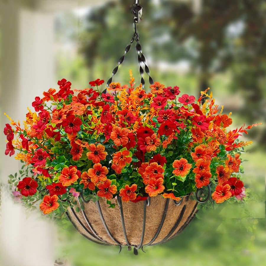 24 Pcs Outdoor Fall Decor, Fall Flowers Artificial for Decoration, Artificial Mums for Outdoors, Fake Faux Mums, alternate