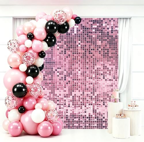 24 Pcs Pink Shimmer Wall Backdrop,4x6 FT for Party in 4x6 FT