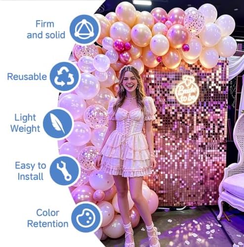 24 Pcs Pink Shimmer Wall Backdrop,4x6 FT for Party in 4x6 FT, alternate view 2