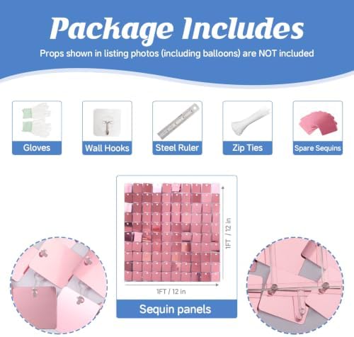 24 Pcs Pink Shimmer Wall Backdrop,4x6 FT for Party in 4x6 FT, alternate view 3