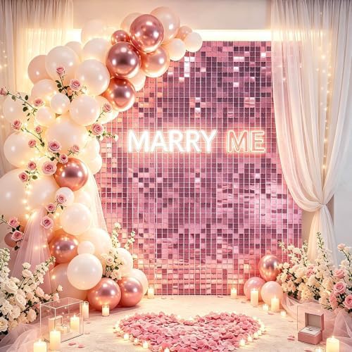 24 Pcs Pink Shimmer Wall Backdrop,4x6 FT for Party in 4x6 FT, alternate view 6