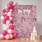 24 Pcs Pink Shimmer Wall Backdrop Panels for Party Decoration