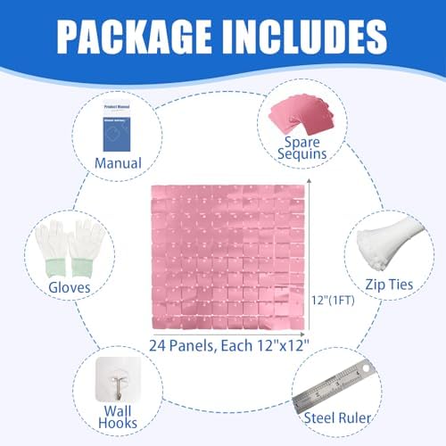 24 Pcs Pink Shimmer Wall Backdrop Panels for Party Decoration, alternate view 2