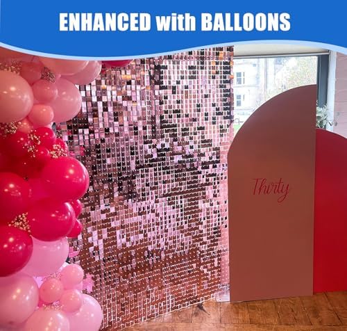 24 Pcs Pink Shimmer Wall Backdrop Panels for Party Decoration, alternate view 4