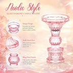 24 Pcs Pink Taper Candle Holders 4'' Tall Candlestick Glass Holders Bulk Crystal Decorative Stand Wedding Stick, alternate