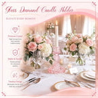 24 Pcs Pink Taper Candle Holders 4'' Tall Candlestick Glass Holders Bulk Crystal Decorative Stand Wedding Stick, alternate