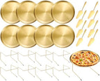 24 Pcs Pizza Display Stands for Party Pizza Pan Riser Stand Set in Large in Gold 8Pcs