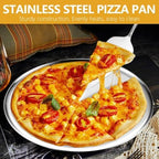 24 Pcs Pizza Pan Riser Stand Set, 8 Metal Pizza Table Stands + 8 Nonstick Pizza Pans + 8 Pie Servers, Gold Pizza, alternate