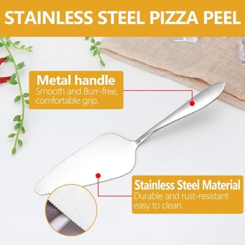 24 Pcs Pizza Pan Riser Stand Set, 8 Metal Pizza Table Stands + 8 Nonstick Pizza Pans + 8 Pie Servers, Gold Pizza, alternate