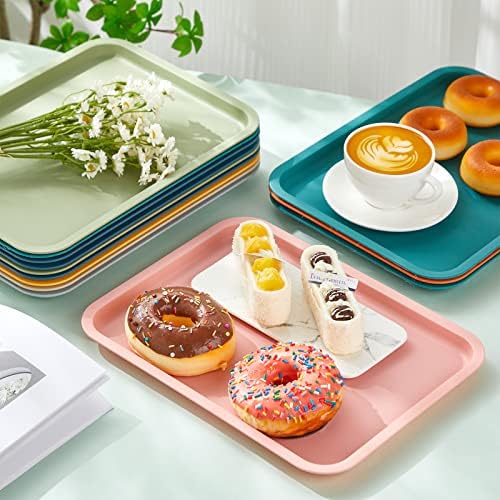 24 Pcs Plastic Fast Food Trays Bulk Colorful Restaurant Serving Trays Cafeteria Rectangular Plastic Serving, alternate view 6