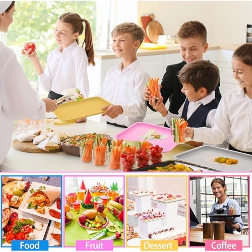 24 Pcs Plastic Fast Food Trays Bulk Colorful Restaurant Serving Trays Cafeteria Rectangular Plastic Serving, alternate view 5