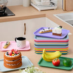 24 Pcs Plastic Fast Food Trays Bulk Colorful Restaurant Serving Trays Cafeteria Rectangular Plastic Serving, alternate view 6