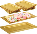24 Pcs Plastic Serving Tray 14x7.5 Inch Lace Rim, Gold in 14x7.5 Inch in Gold