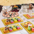 24 Pcs Plastic Serving Tray 14x7.5 Inch Lace Rim, Gold in 14x7.5 Inch in Gold, alternate view 2