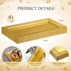 24 Pcs Plastic Serving Tray 14x7.5 Inch Lace Rim, Gold in 14x7.5 Inch in Gold, alternate view 3