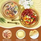 24 Pcs Plastic Serving Trays with Lids, Round, Gold, 12 Inches in Golden, alternate view 4