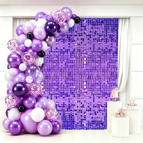 24 Pcs Purple Shimmer Wall Backdrop,4x6 FT for Party in 4x6 FT