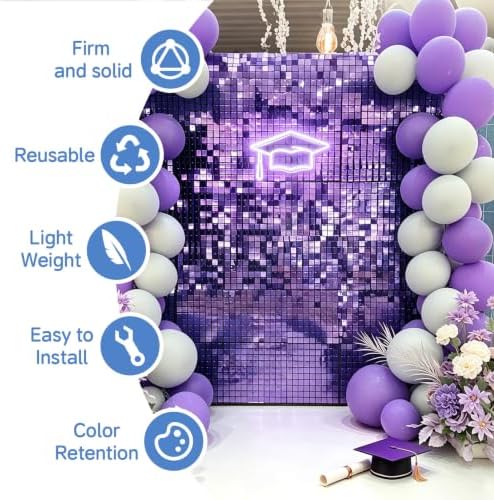 24 Pcs Purple Shimmer Wall Backdrop,4x6 FT for Party in 4x6 FT, alternate view 2
